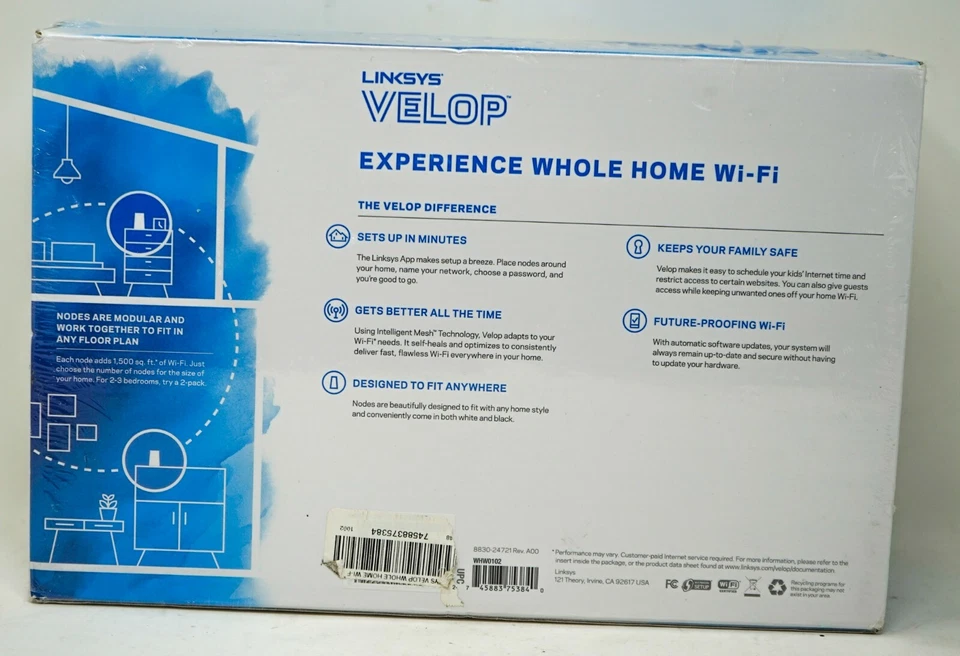 Linksys Velop Whole Home WiFi Dual Band Mesh Ac2600 WHW0102 - Image 2 of 2