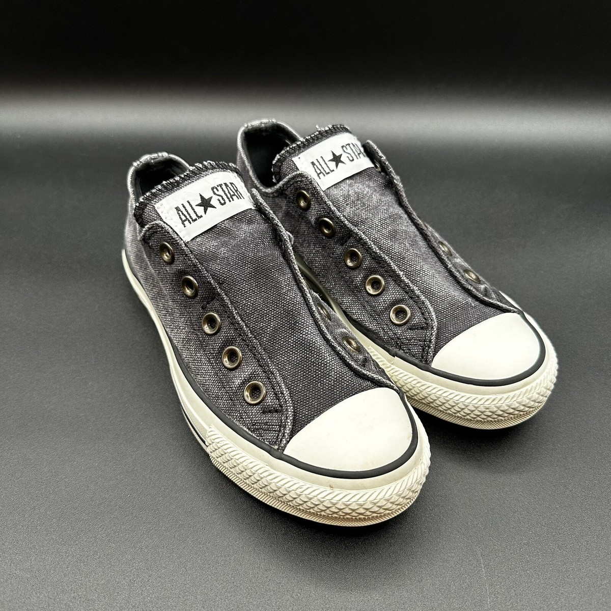 Converse Slip On No Laces Black Acid Wash Size Women's Men's