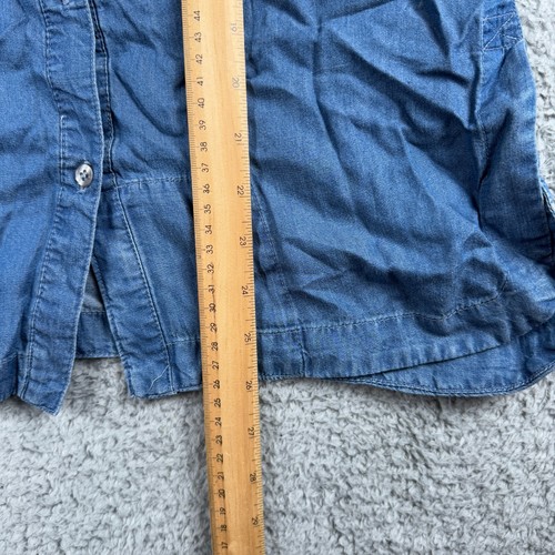 NWT ScotteVest Women Chambray Utility Button Up Rolled 5 Pocket Sleeves Shirt XS - Picture 3 of 9