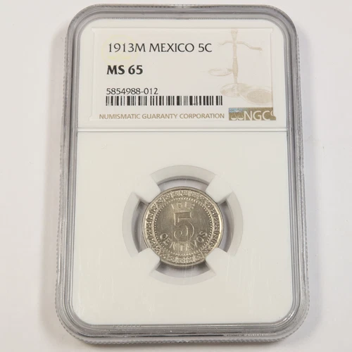 1913 M NGC MS65 | MEXICO - Five Centavos 5c Coin #43092A