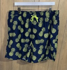 Old Navy Swim Trunks Mens XL Blue Pineapple Print 6 Beach Coastal