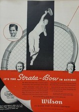 Vintage 1947 Wilson Strata-Bow Tennis Racket Print Ad Wall Art Decor