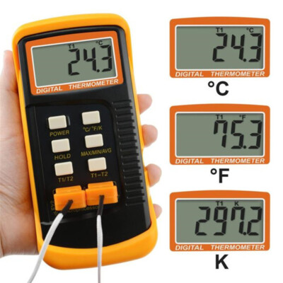 Digital Thermocouple Thermometer Dual Channel 2*K-Type Temperature Meter Tool