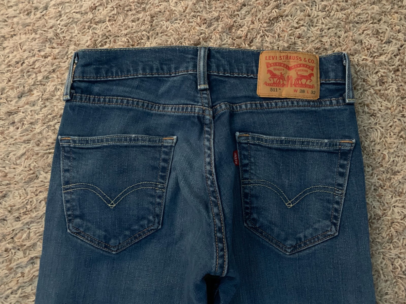 EUC Levi's 511 Slim Fit Tapered Leg Jeans Mens tag=28x32 (MEASURED