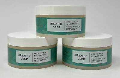 3 BATH & BODY WORKS AROMATHERAPY BREATHE DEEP EUCALYPTUS LAVENDER WHIPPED BUTTER