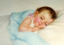 Vintage Charlotte Becker Baby Print Land of Dreams Framed 15 x 18 Nursery Decor