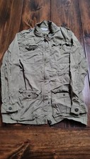 H M Womens Army Green Utility Jacket Size Large Long Sleeve Preowned