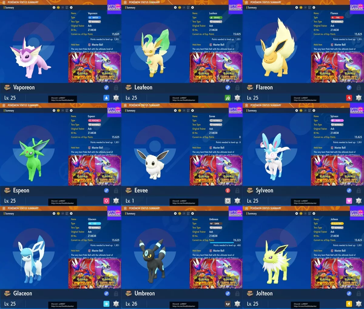 Eevee evolutions, Shiny Eevee, Shiny Flareon, Shiny Jolteon, Shiny Glaceon,  Shiny Leafeon, Shiny Umbreon, Shiny Espeon, Shiny Sylve…