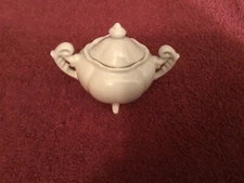 Tiny 3 footed Ceramic Covered Dish Knick Knack 