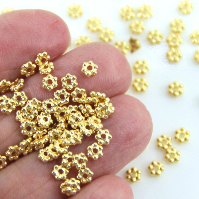 TierraCast 3 mm. Heishi Beaded Daisy Spacer Beads, Gold Plated, 1825 eBay