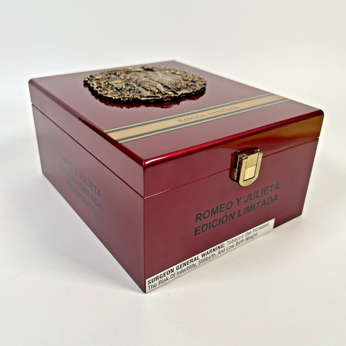 Romeo Y Juliet Cigar Box Edition Limitada Prominete Red Lacquer Finish Wood Box - Picture 4 of 16
