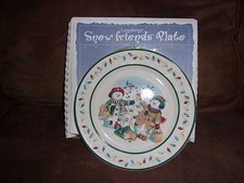 Longaberger Snow Friends Flurry & Snowball Plate - Made in USA