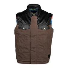 Cortech Bandito Brown Textile/Leather Motorcycle Vest Men's Sizes MD - 2XL