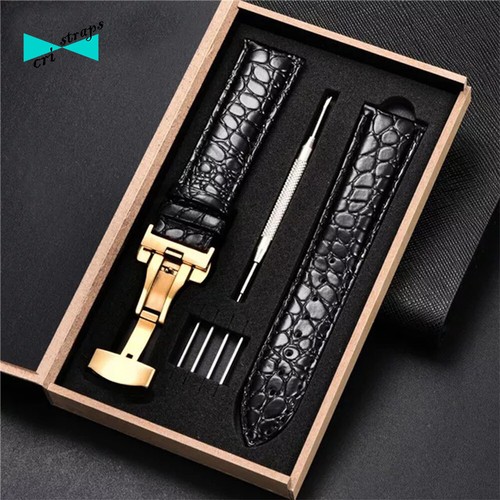 cinturino orologio in pelle alligatore nero marrone deployante da 18 20 22 24 mm - Imagen 5 de 20