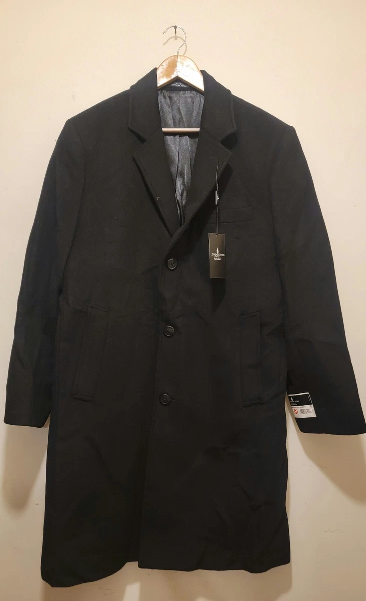London Fog Signature Men s Wool Blend Coat Black Sz 36s
