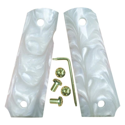 SHARDBLADE 1911 GUN GRIPS FULL SIZE COLT & CLONES Mother of Pearl W/ Gold Screws + Wrench