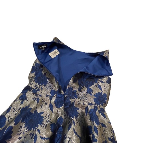 NWT Kidpik Girls Bridesmaid Gown Formal Party Dress Metallic Blue Floral Size 10 - Picture 8 of 9