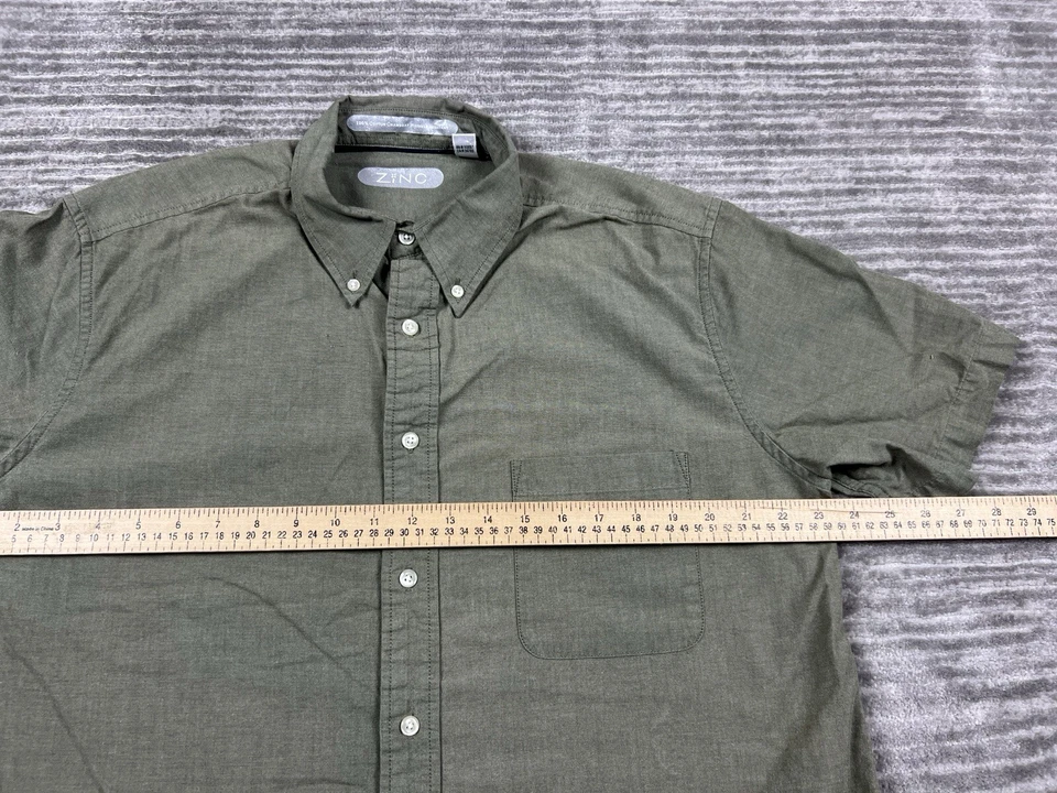 Camisa ZINC Mujer Grande Verde CHAMBRAY Manga Corta Botón Delantero Foto 4 de 4