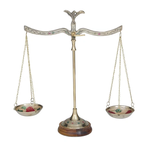 Deco 79 Metal Small Vintage Style Decorative Scales with Red and Green Floral...