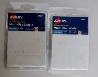 525 Removable Self Adhesive LABELS 1/2''x3/4'' Small White Rectangular AVERY 6737