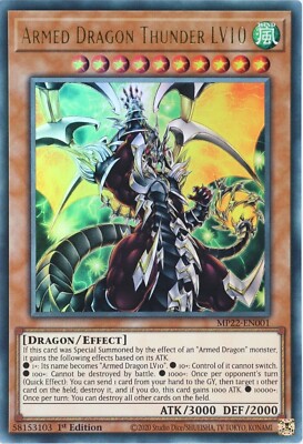 MP22-EN001 Armed Dragon Thunder LV10 1 Edit. Secret Rare Tin of the Pharaoh s Go