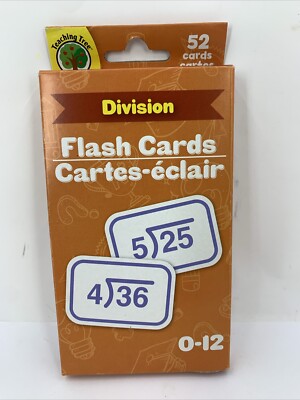 NEW Teaching Tree Division Flash Card Pack 52 Cards Math Practice 0-12