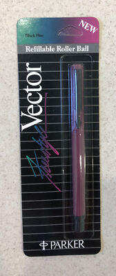 Parker Vector Refillable Roller Ball Pen Soft Maroon/Mauve Barrel Black Ink Fine
