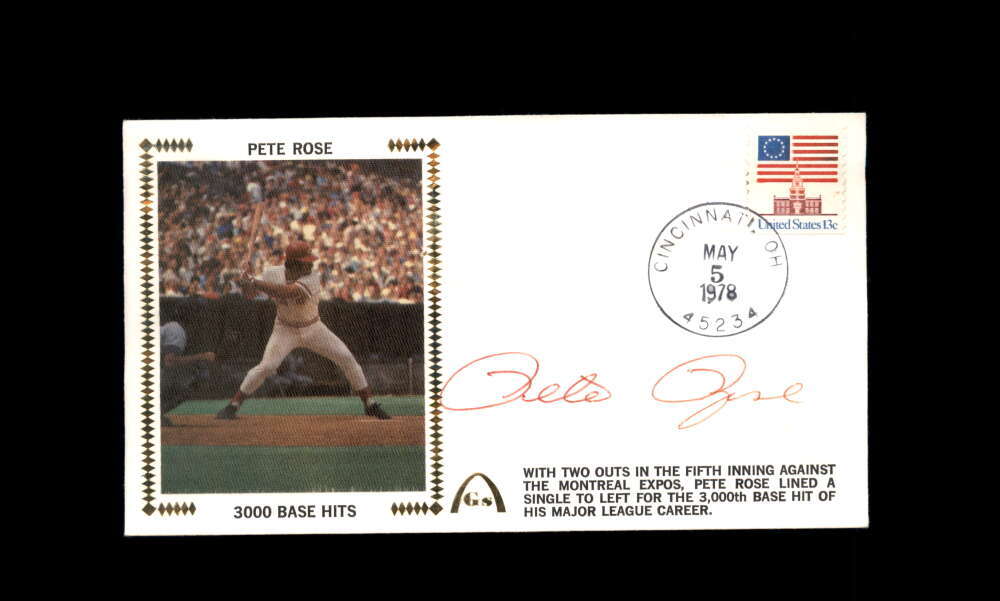 Pete Rose PSA DNA Signed 1978 First Day Cover Cache FDC 3000 Base Hits Autograph