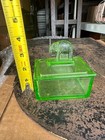 Old VTG Uranium Glass Elephant Powder Jar / Trinket Box – Satin Green UV Glow — photo 7