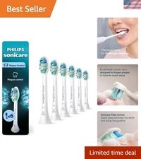 C2 Plaque Control - Genuine Replacement Electric Toothbrush Heads, White, 6 P...