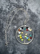 Zad 18” Adjustable Silvertone Boho Bohemian Hippie Necklace Tree Of Life Beaded