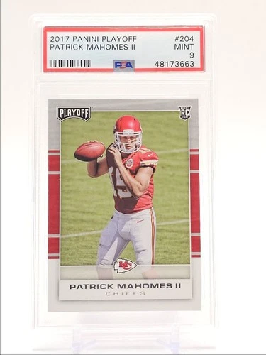 PATRICK MAHOMES II 2017 PLAYOFF ROOKIE FOOTBALL CHIEFS RC PSA 9 Q0004