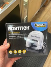 NEW-Bostitch EZ Squeeze Two-Hole Punch, 20 Sheet Capacity, Black/Gray
