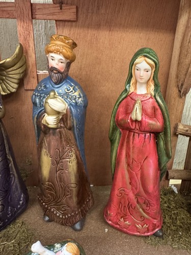 North Pole Trading Co 9 Classic Nativity Set 11" Christmas Decor Hand Painted - Picture 4 of 11