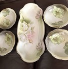 Royal Rudolstadt PRUSSIA Celery Dish  12.5” Roses Gold Rim & 4 Bowls RS Germany — photo 3