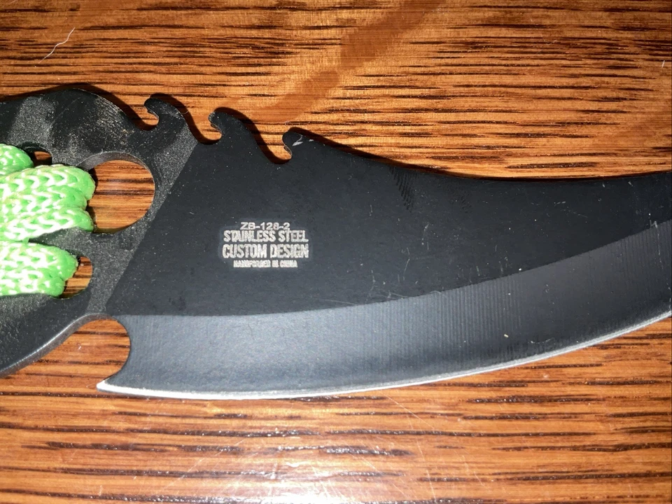 Cuchillo de hoja fija Z-Hunter de 5” y 7” mango envuelto con cordón verde con funda ZB-128-2 Foto 4 de 4