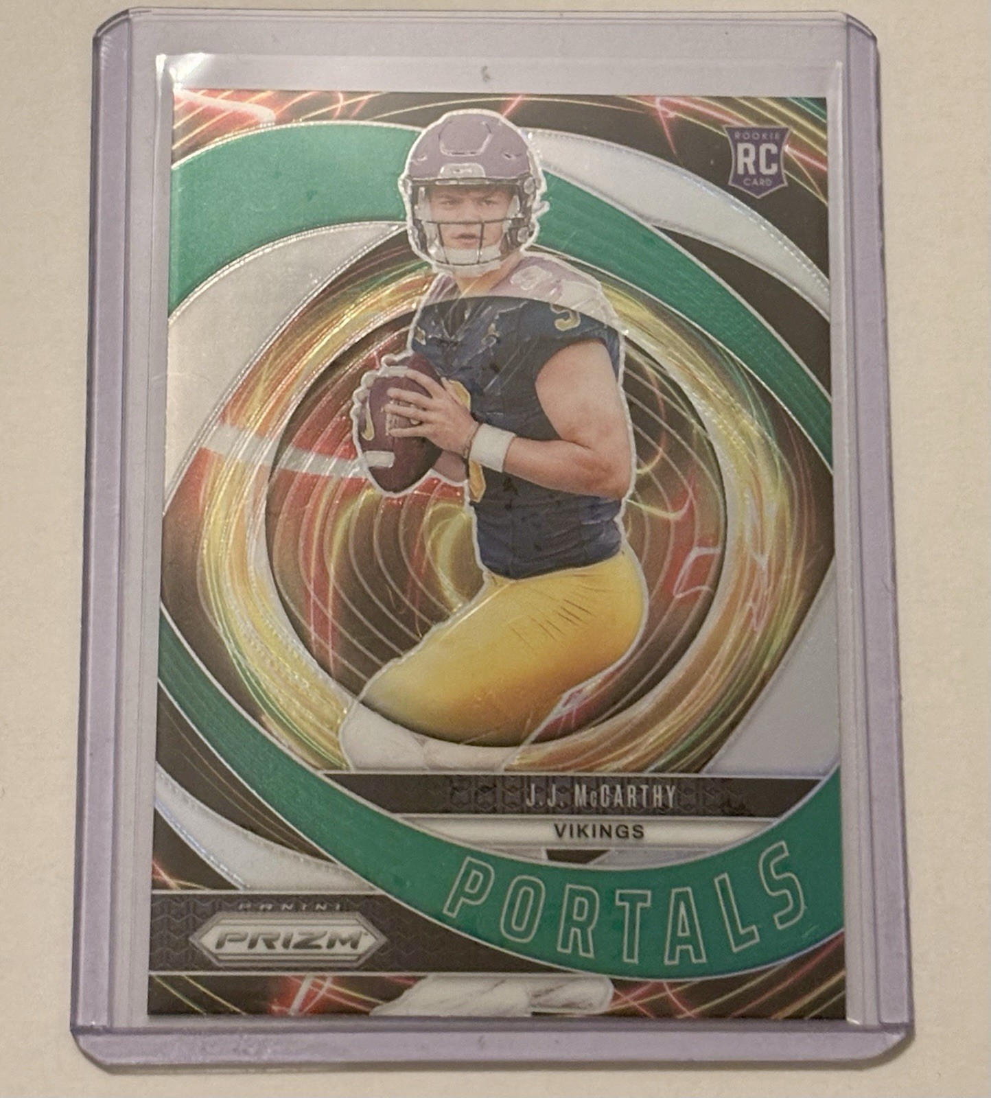 J.J. McCarthy - 2024 Panini Prizm Portals #7 Green Prizm RC Rookie