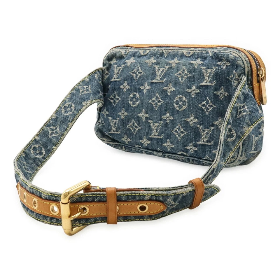 LOUIS VUITTON Monogram Denim Bum Bag, Waist Body Shoulder Blue, M95347 - Image 3 of 4