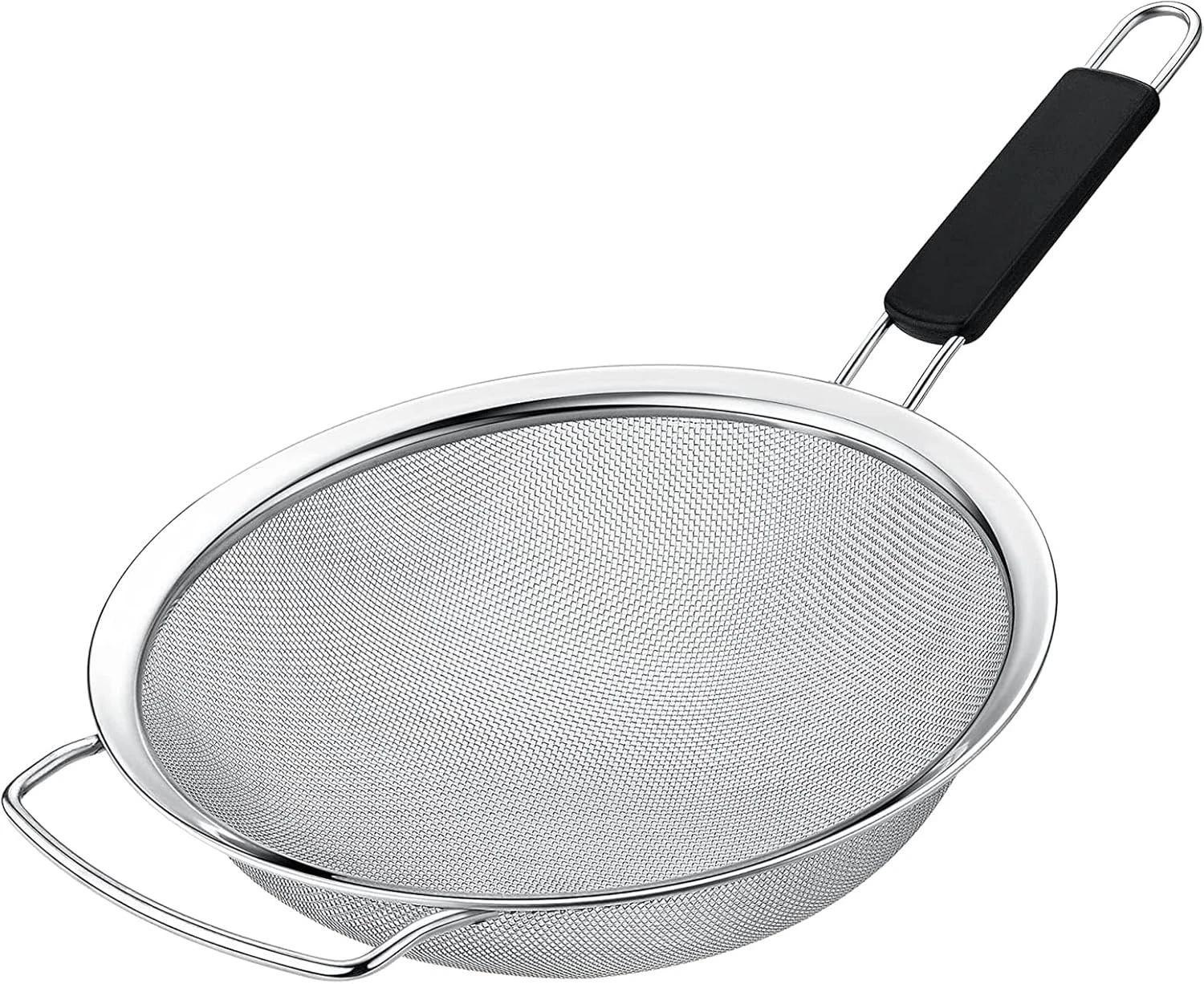 10" Large Fine Mesh Strainer W/ Thermo Plastic Rubber Handle Sieve Fine Mesh