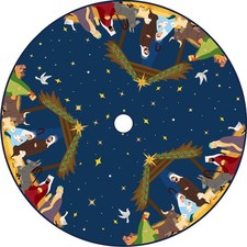 Navy Blue Nativity Scene Christmas Tree Medium, Skirt