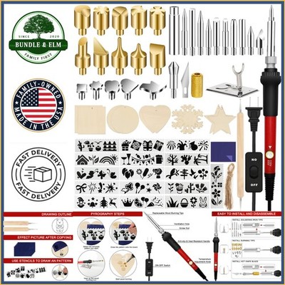Comprehensive Wood Burning Kit with Heating Tips and Wood Slices for Beginners