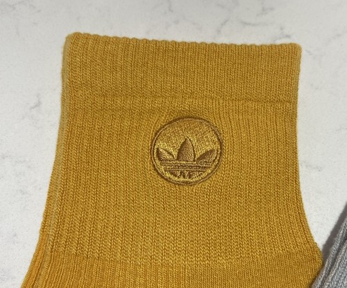 Adidas 3Pk Trefoil Quarter Socks One Pair Each Navy Gray Yellow Size L Mens 8-12 - Picture 5 of 8