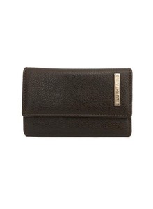 BVLGARI Logo Plate Leather 6 Ring Key Case Brown/2BJ2947