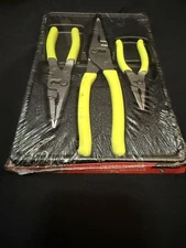 NEW Snap On Tools PL3LNSJCF Hi-Viz 3pc Soft Grip Long Nose Slip Joint Pliers Set
