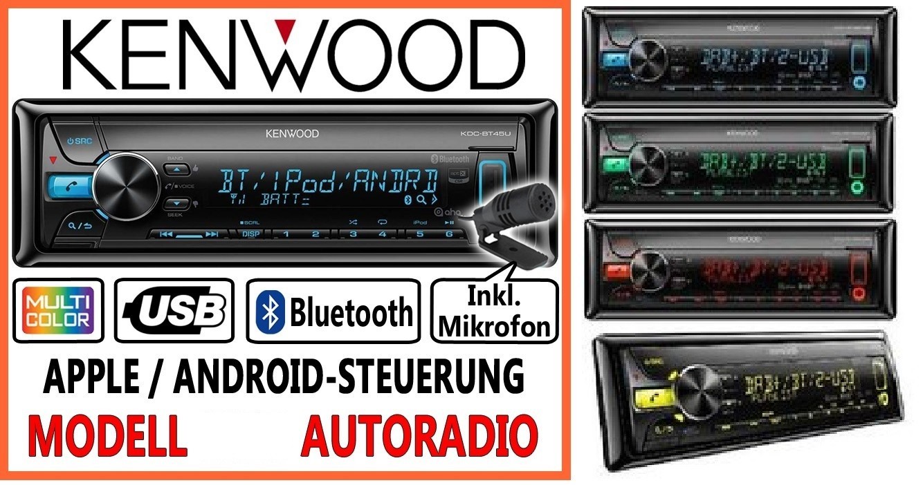 Kenwood KDC-BT45U Autoradio Bluetooth CD-Player MP3 USB Radio Freisprechen AUX