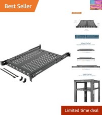 1U 4-Post Vented Server Rack Mount Shelf,21.7in Deep with Adjustable Depth 13...