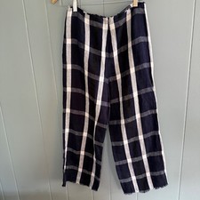 Reformation linen pants plaid wide leg crop raw hem USA sz 2 sustainable summer