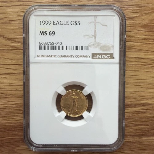 1999 $5 Gold 1/10 oz American Eagle NGC MS69
