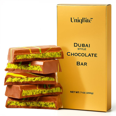 Dubai Chocolate Bar Pistachio, Crunchy Loaded Viral Knafeh Chocolate Bar with Pi