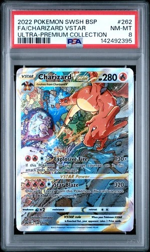 2022 POKEMON SWSH BLACK STAR PROMO #262 FULL ART/CHARIZARD VSTAR PSA 8